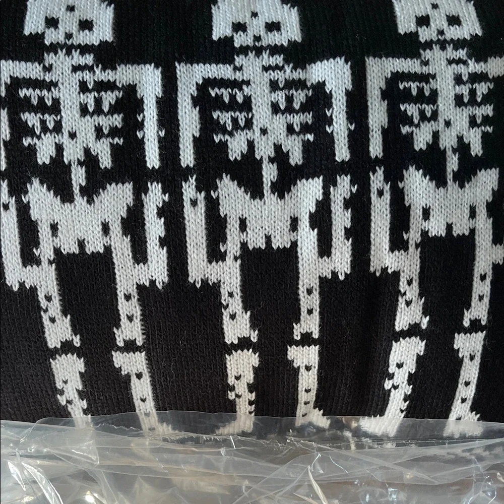 Skeleton Pattern Black and White Holiday Pillow